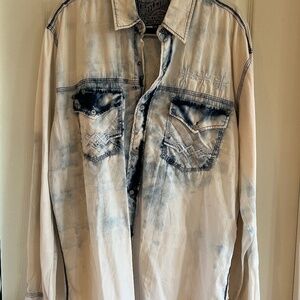 Affliction Black Premium Men's Long Sleeve Button Down Size 2XL